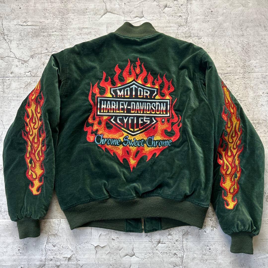 Harley-Davidson ベルベット ベロア　スカジャン グリーンM