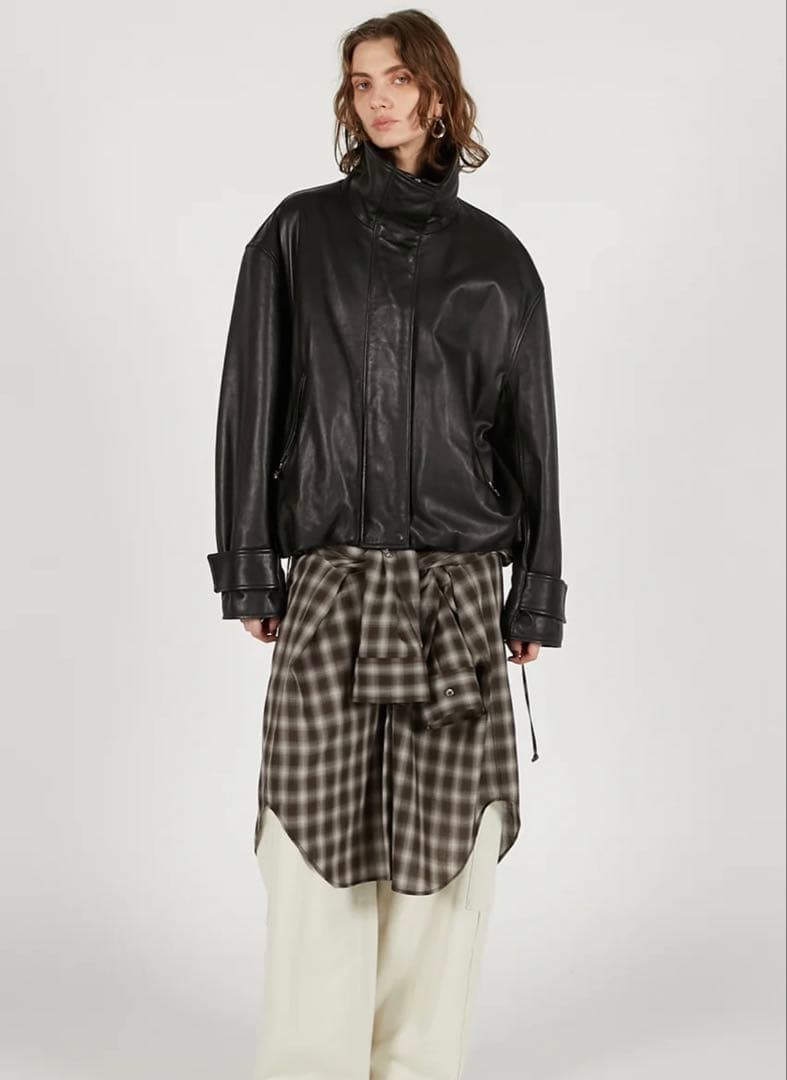ジャケット・アウター SHEEP Leather High Neck Blouson