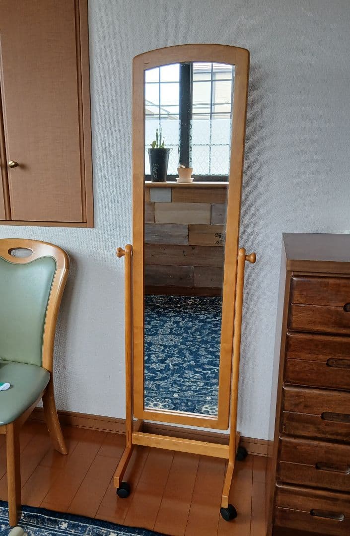 昭和レトロ　姿見鏡　木製フレーム