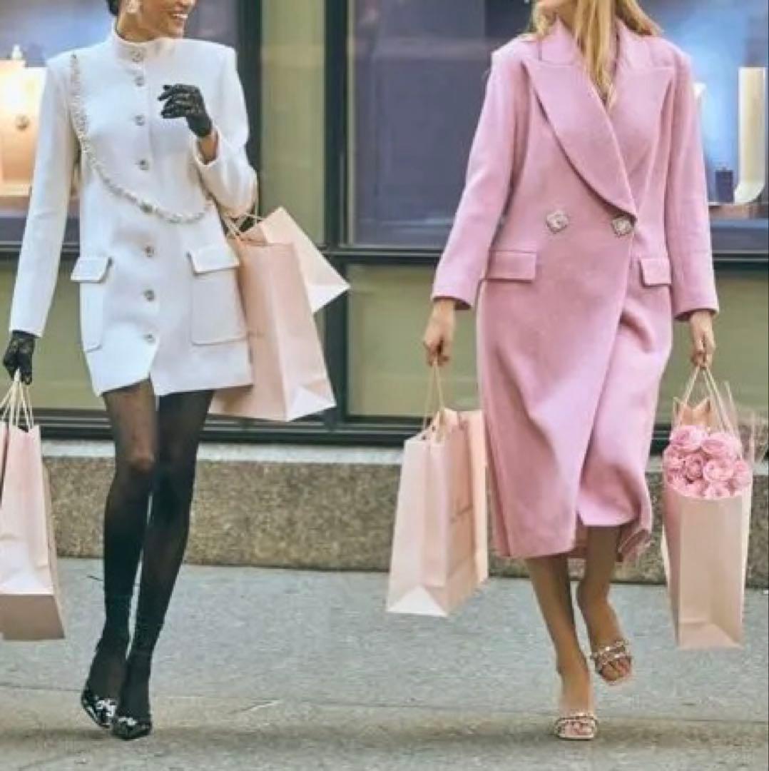 nana jacqueline コート リボン　ピンク ダブルブレスト ビジュー