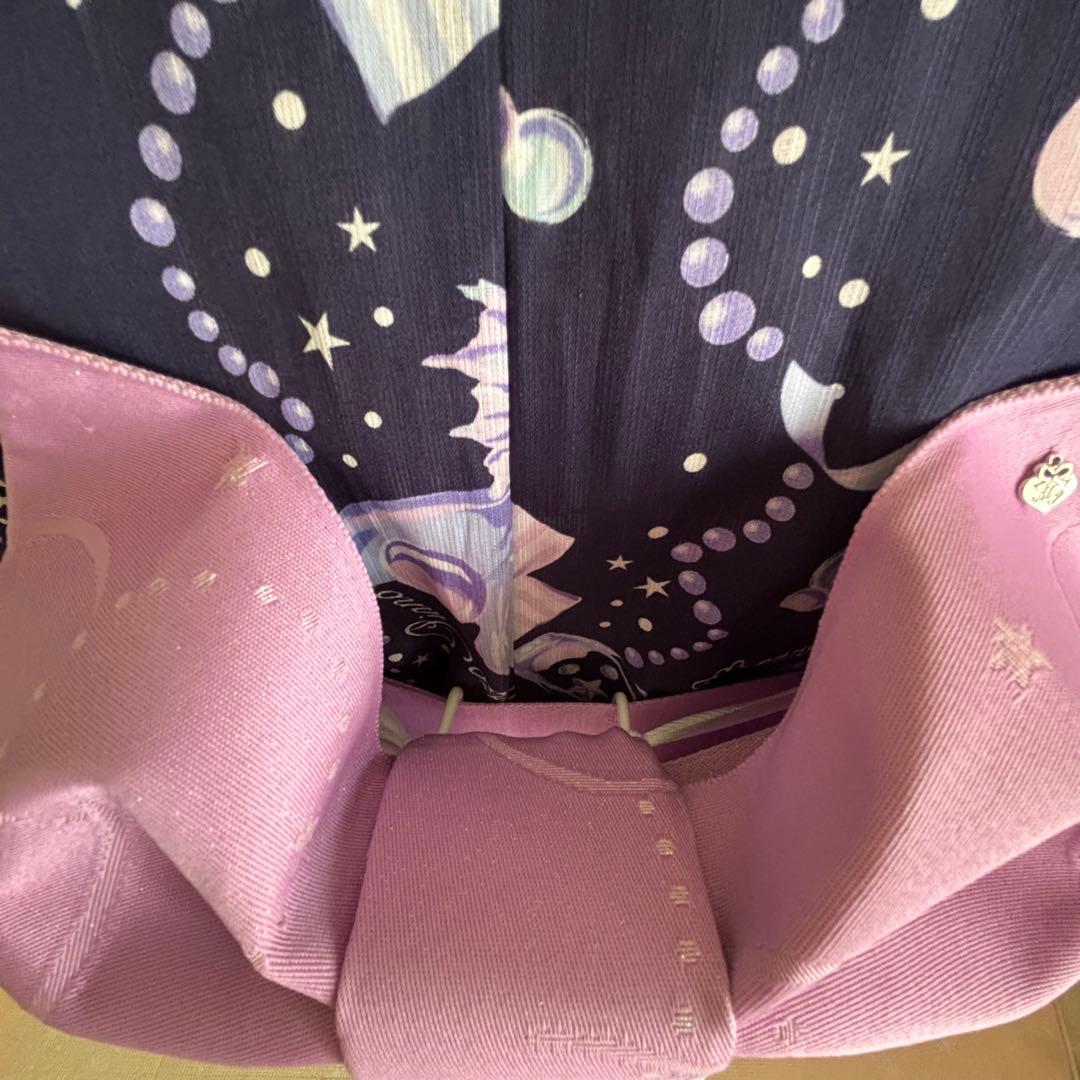 メゾピアノジュニア【150】浴衣 リボン 貝殻 メルヘン 作り帯 ポーチ付き 綿