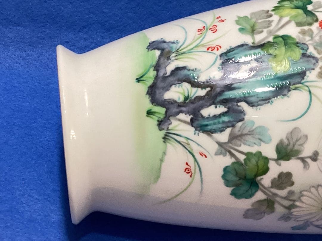 戦前製　オールドノリタケ　シカ印　白菊花柄花瓶　ボーンチャイナ　日本陶器会社