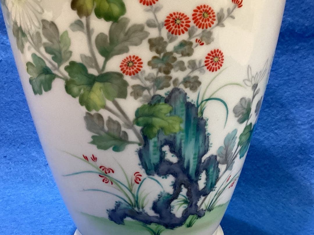 戦前製　オールドノリタケ　シカ印　白菊花柄花瓶　ボーンチャイナ　日本陶器会社
