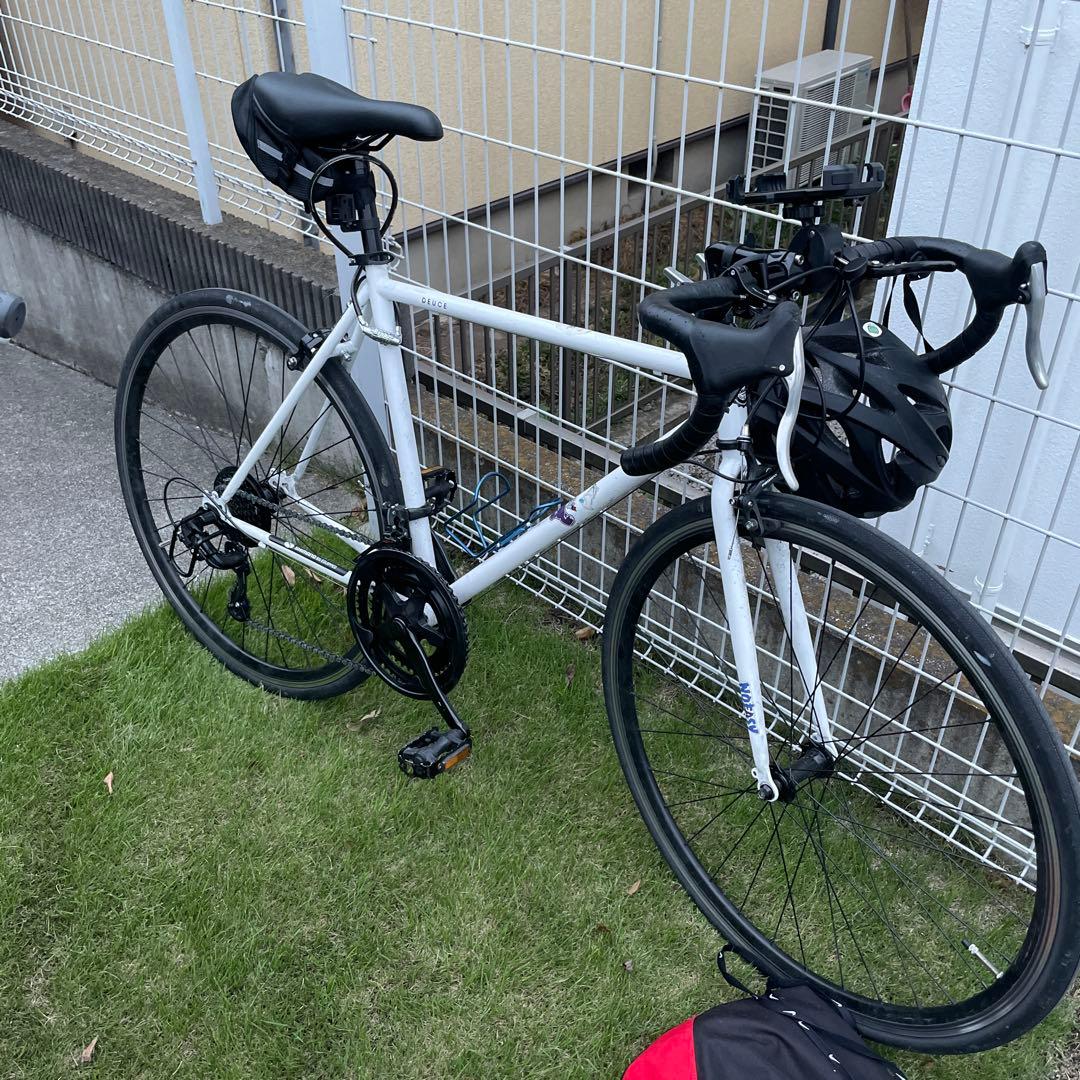 ホワイト ロードバイク サドルバッグ付き