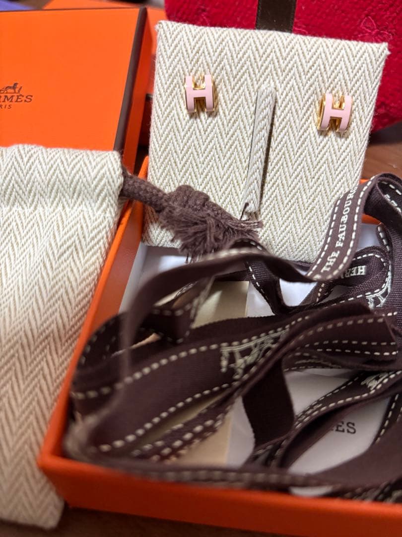 HERMES popH ピアス ゴールド/ピンク