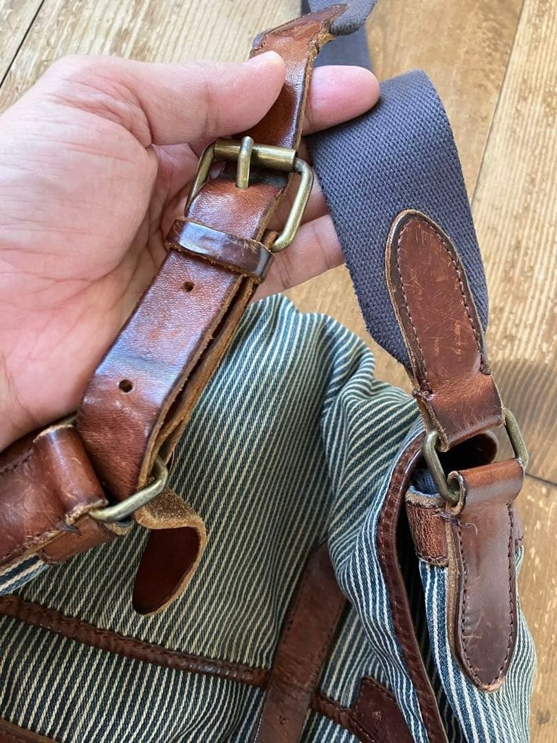 RALPH LAUREN RUGBY メッセンジャーバッグ デニム レザー