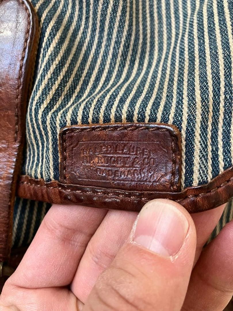 RALPH LAUREN RUGBY メッセンジャーバッグ デニム レザー