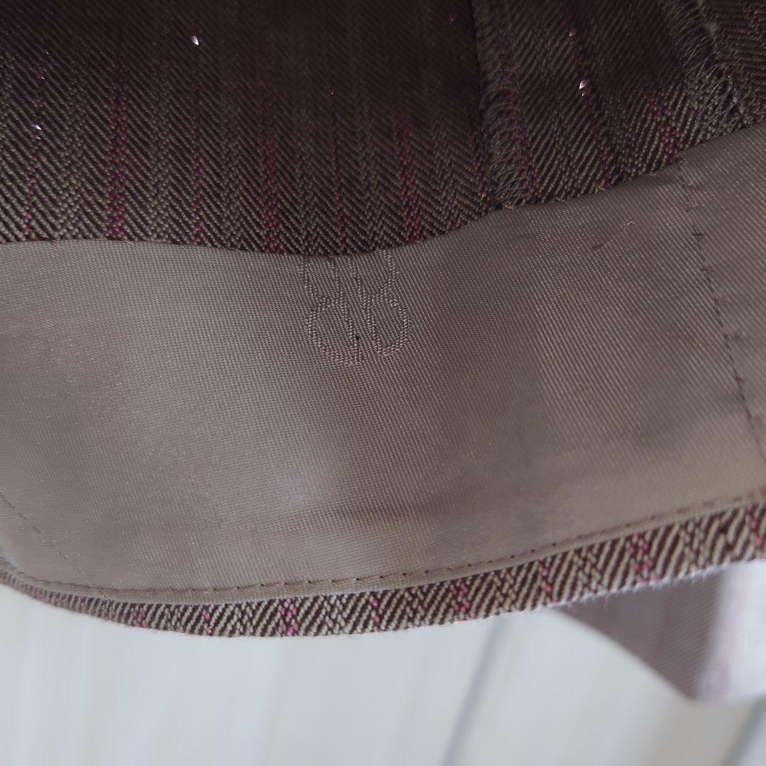 ☆42☆ 定価10.8万 ミラショーンブラウンパンツスーツ ストライプ ウール混