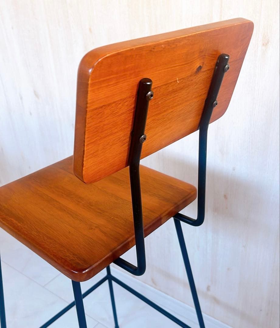 【綺麗】日本製 アイアン hinata TEKKI CRAFT 欅　ハイチェア