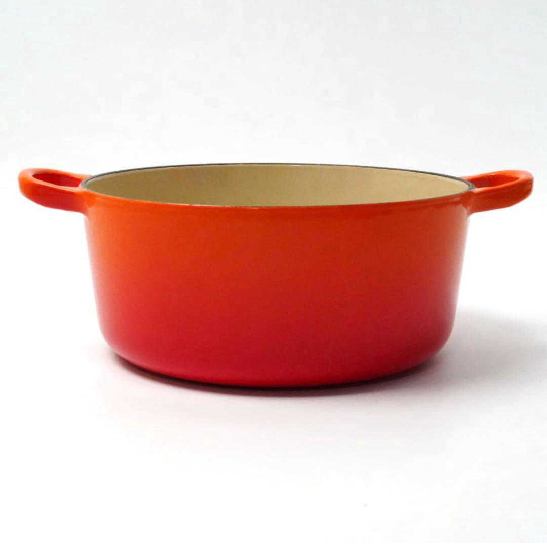 【美品】LE CREUSET　ココット ロンド オレンジ　22cm
