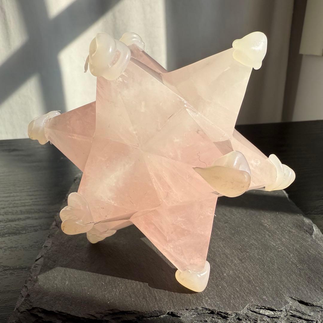 天然石ローズクォーツのアステロイド　マカバスター　置物NO.111814