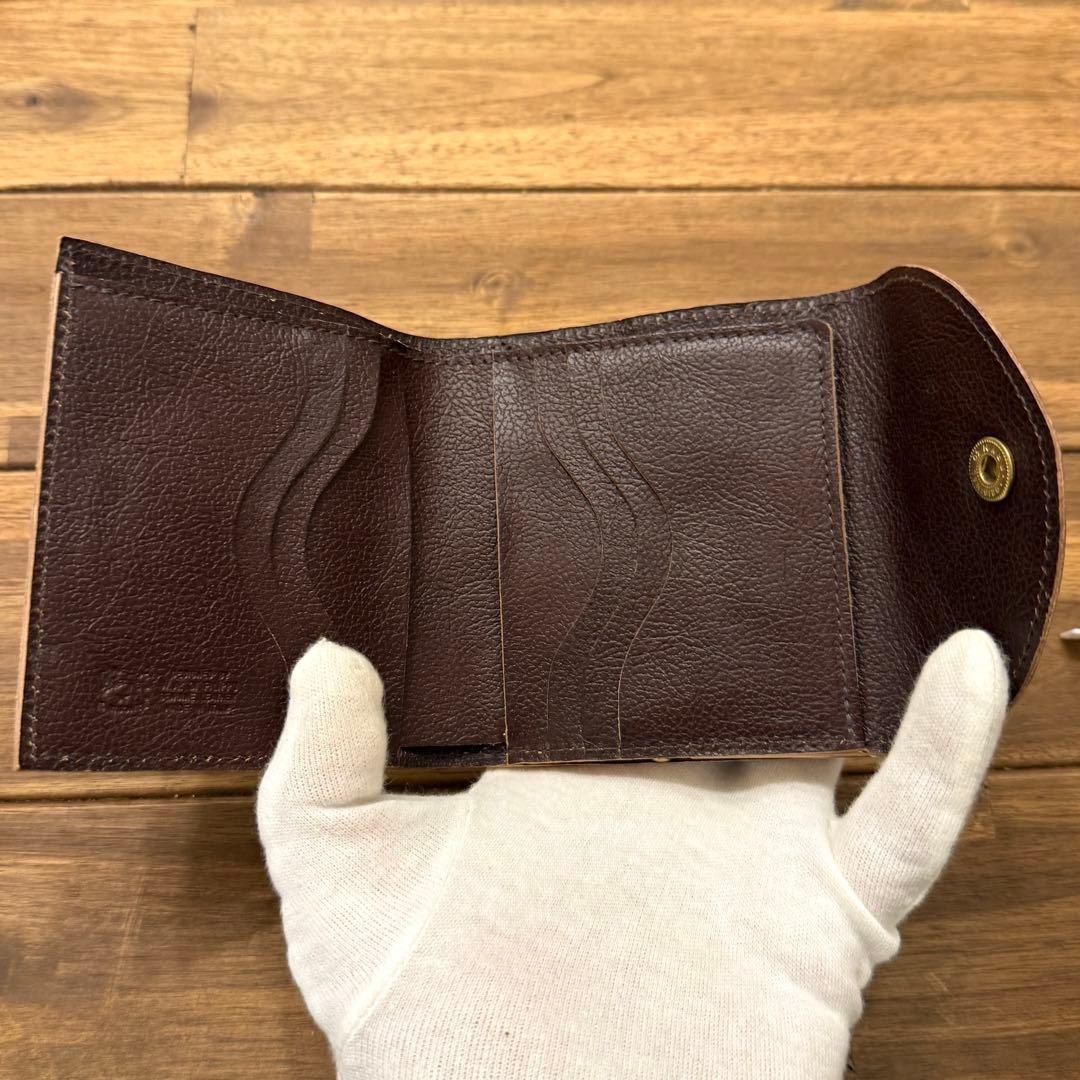 新品 イルビゾンテ がま口折り財布 ロゴ型押し ダークブラウン 濃茶