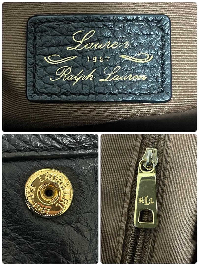 Lauren Ralph Lauren 黒 レザートートバッグ ショルダーバッグ