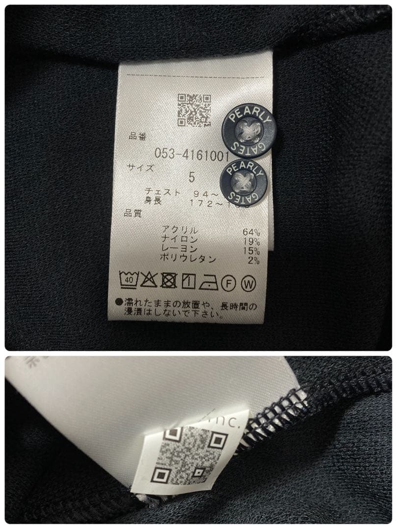 新品 パーリーゲイツ ストレッチカノコスムースピーチ 長袖ポロシャツ(5)L/紺
