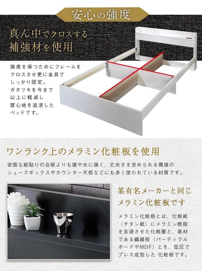 【クイーン　ホワイト】シンプルでスタイリッシュなベッド＜フレームのみ＞