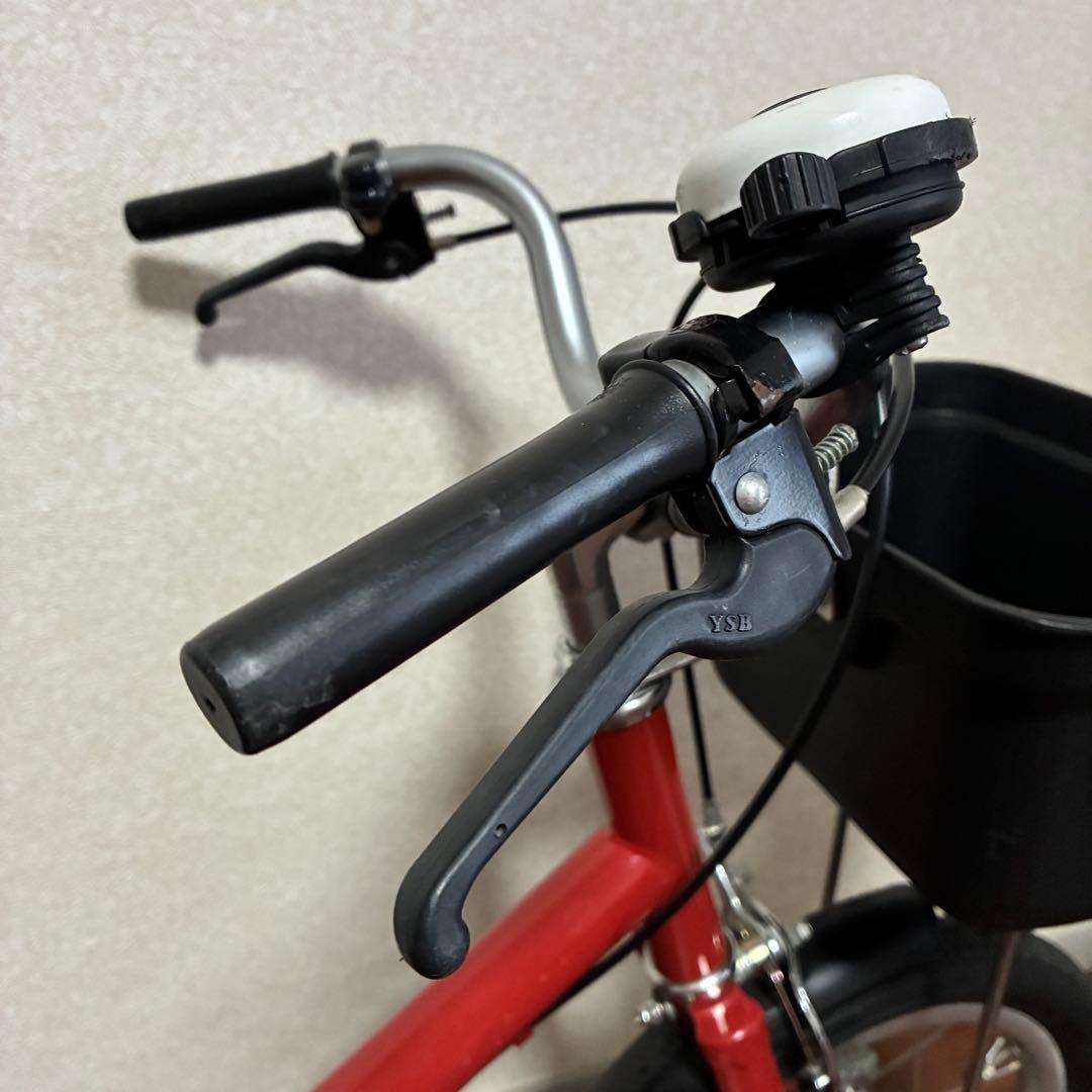 無印良品 16型幼児こども自転車 レッド 押し棒補助輪付 赤 子供用舵取り自転車