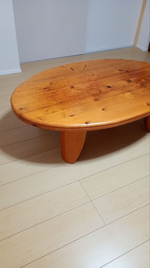 楕円形木製センターテーブル