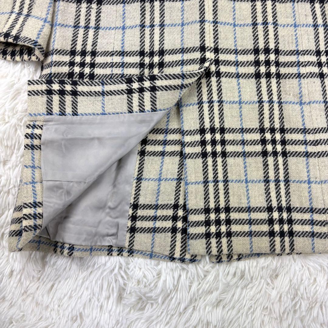 【美品】バーバリー　ビンテージ　ロングコート　ノバチェック　グレーブルー40 L