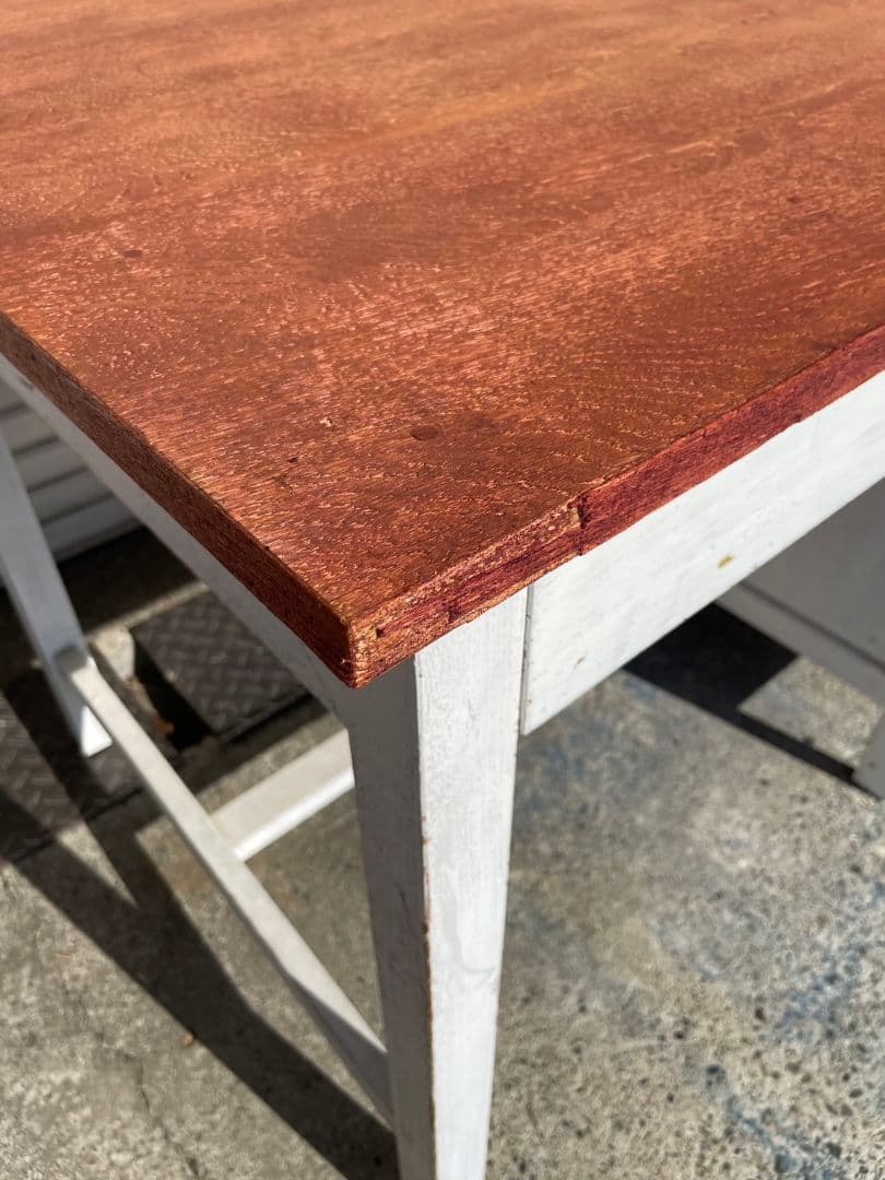 ジャパンヴィンテージ 古い勉強机 作業台 木製 シャビーペイント アトリエ