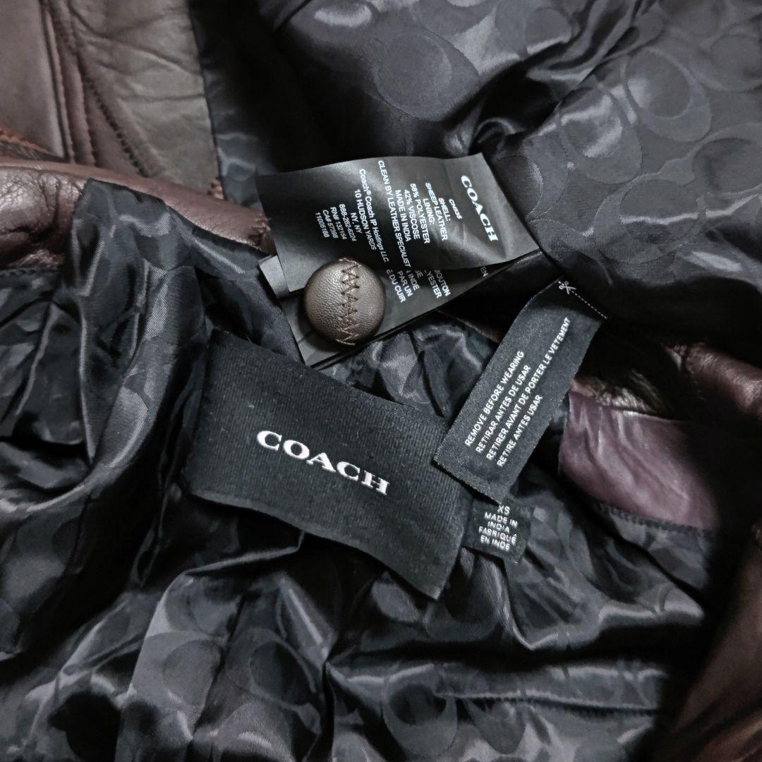 コーチCOACHアップサイクルパッチワークラムレザートレンチコートXS