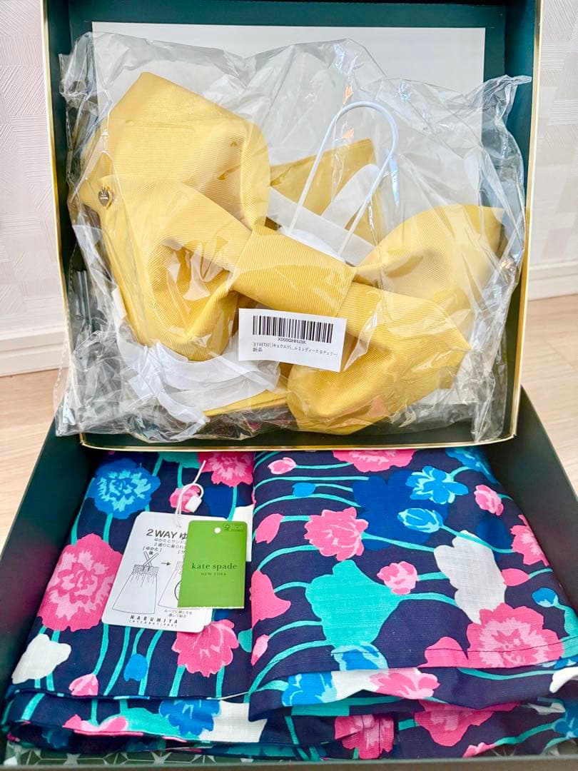 【箱/手提げ袋付き】ケイトスペード　ガールズ ヴァイニーローズ浴衣　140cm