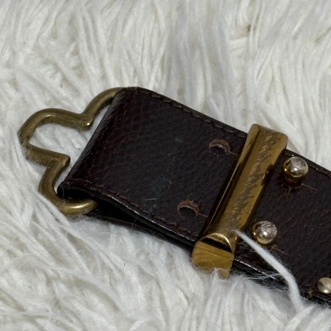 超希少✨ヴェルサーチ　ベルト　メデューサ　ハラコ　スタッズ　ブラウン