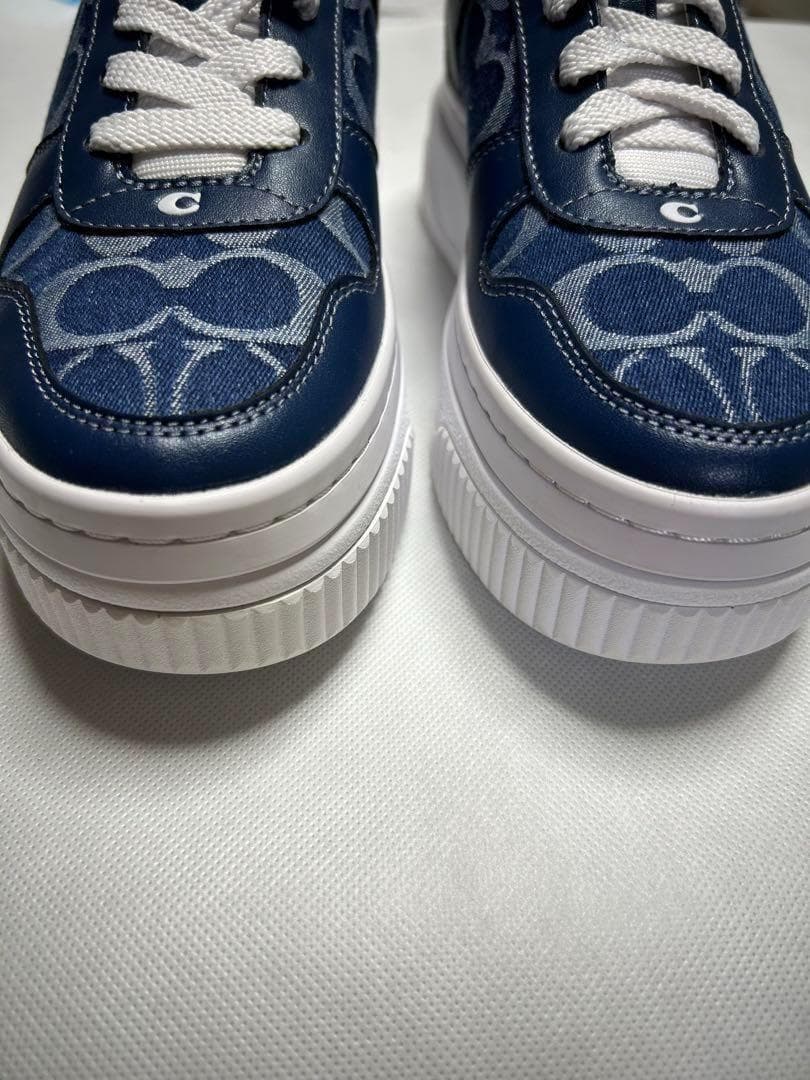 【新品】 COACH コーチ スニーカー スライダー 靴 24cm デニム