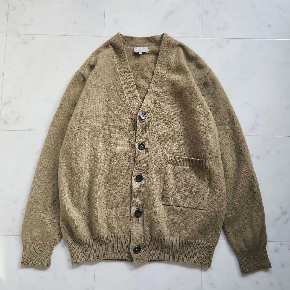 美品 マーガレットハウエル カーディガン Ｌ ウール 日本製 カーキ ブラウン