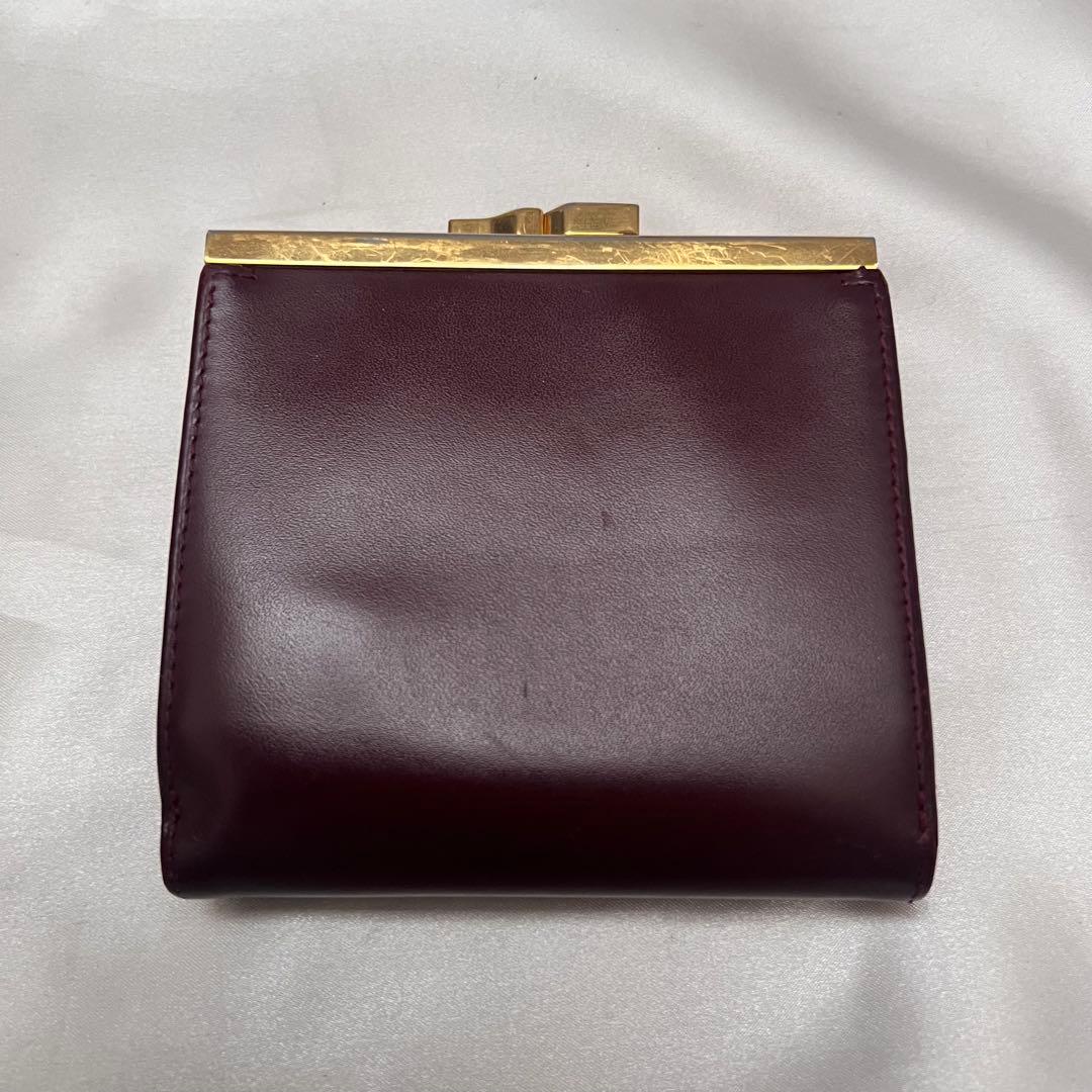 ◇美品◇カルティエ　マストライン　コンパクト財布　ゴールド×ボルドー　がま口
