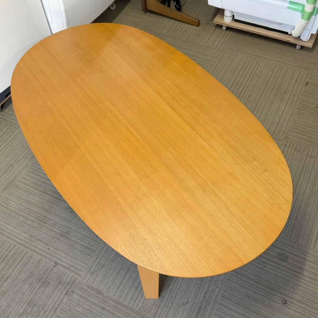 ①無印良品 134cm幅楕円形こたつ リビングこたつ ローテーブル タモ材