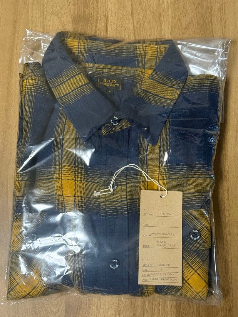 c*3様 RATS ネルシャツ L ネイビー×イエローチェック