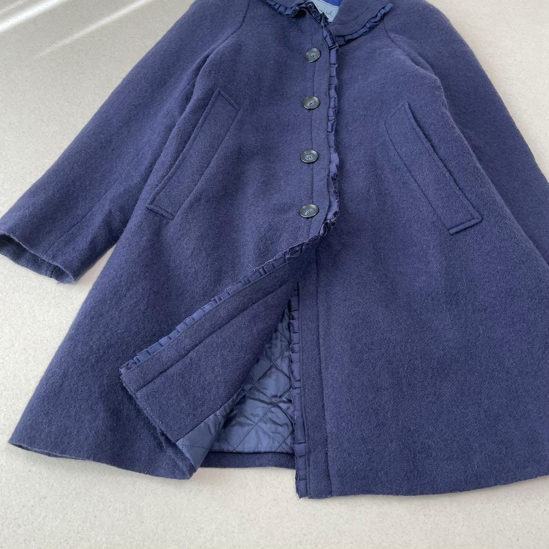 MiMiSolミミソル イタリア製 ロゴ刺繍 フリル ウールコート マメール