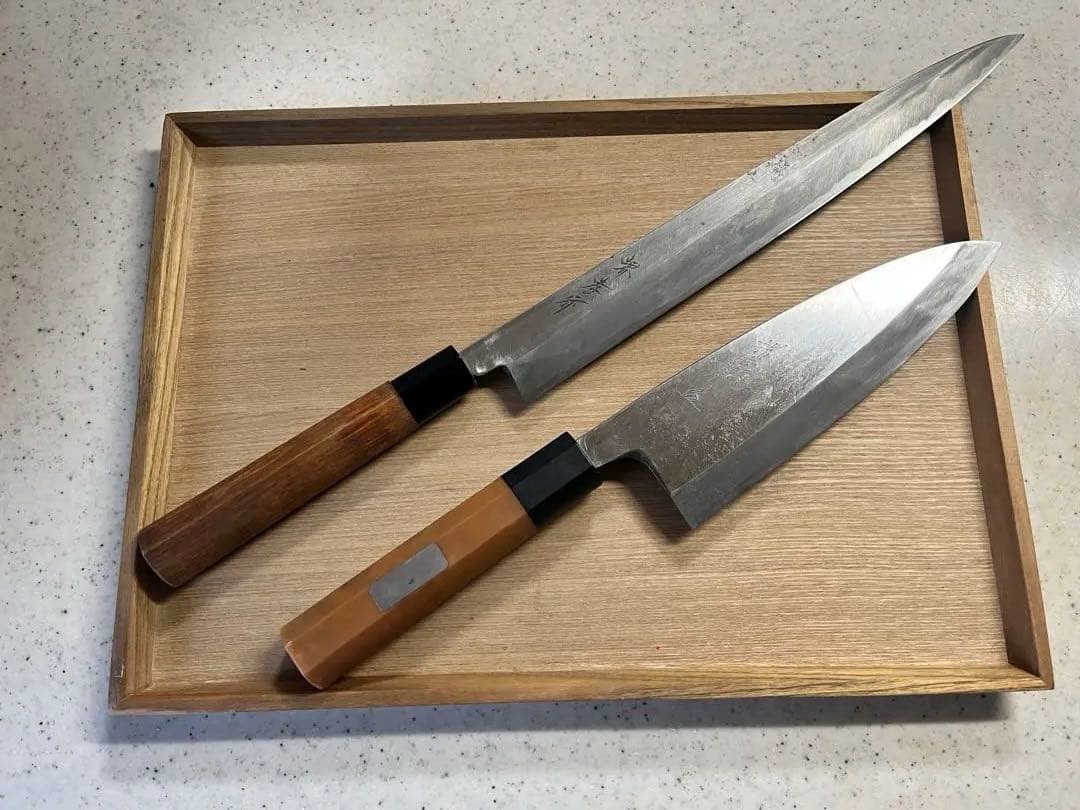 堺孝行 包丁2本 （白鋼製）砥石セット