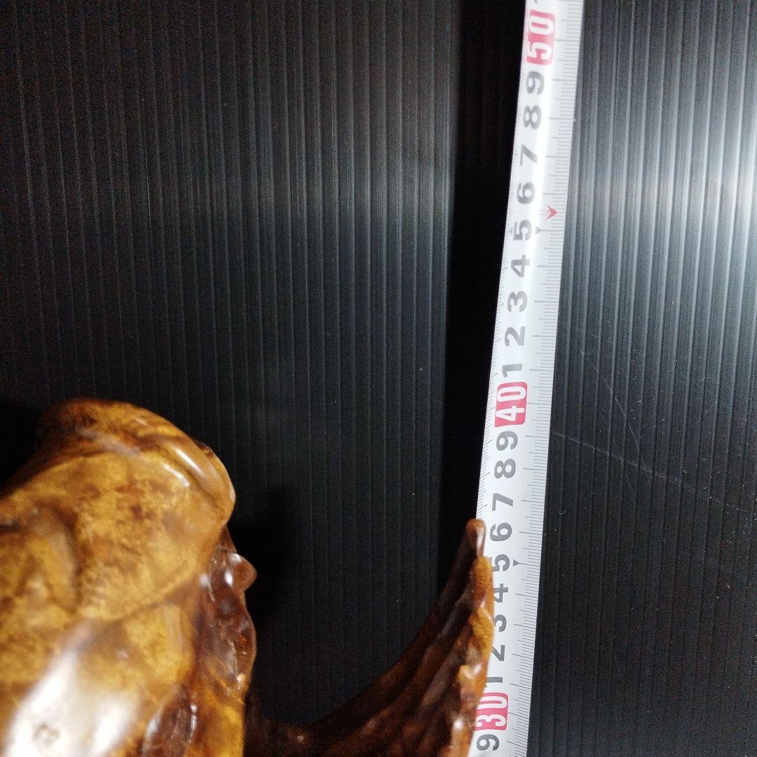 【唐木】花梨 ？鯉 置物 高さ約42.0㎝ 幅約40.0㎝ カリン材 オブジェ