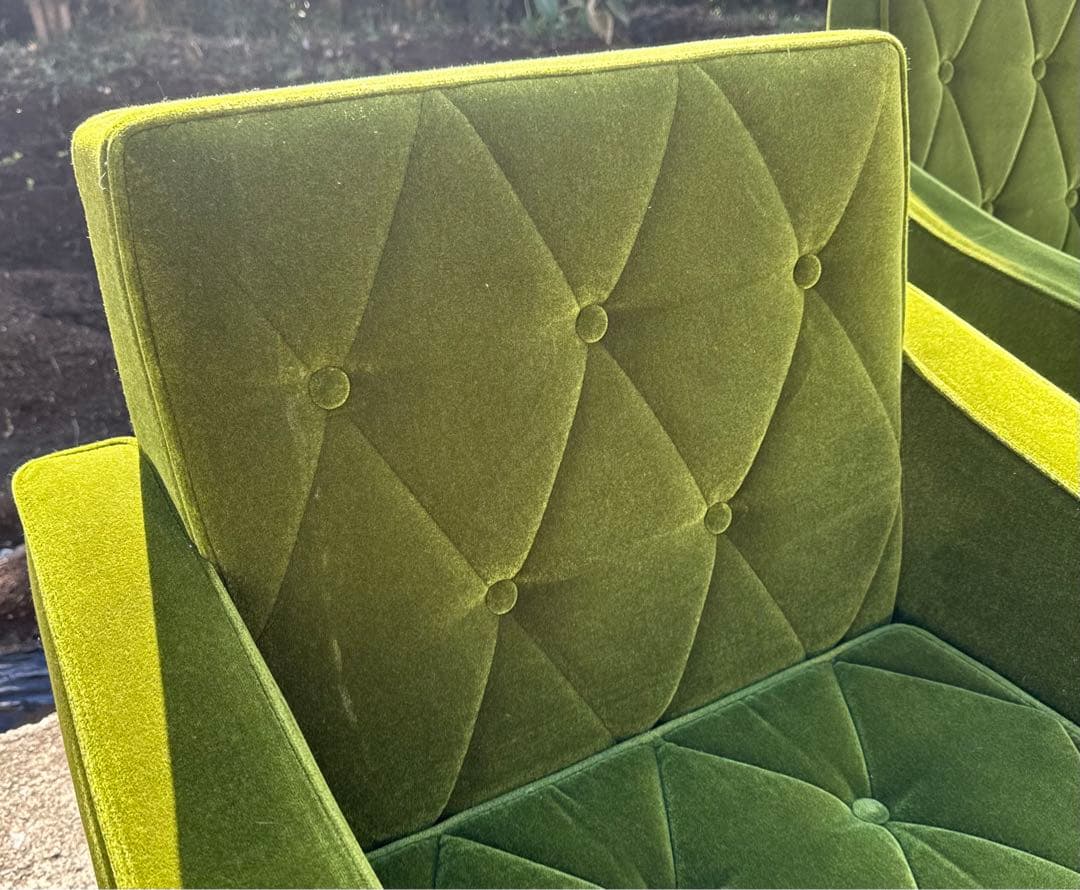 カリモク60 ロビーチェア 1シーター モケットグリーン ソファ 日本製