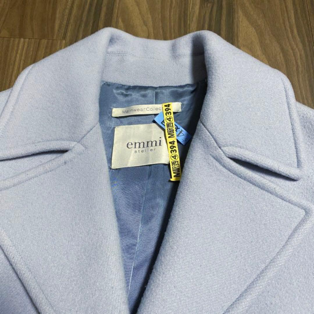 emmi エミ　エミアトリエ　ロングコート　ブルー　水色　チェスターコート