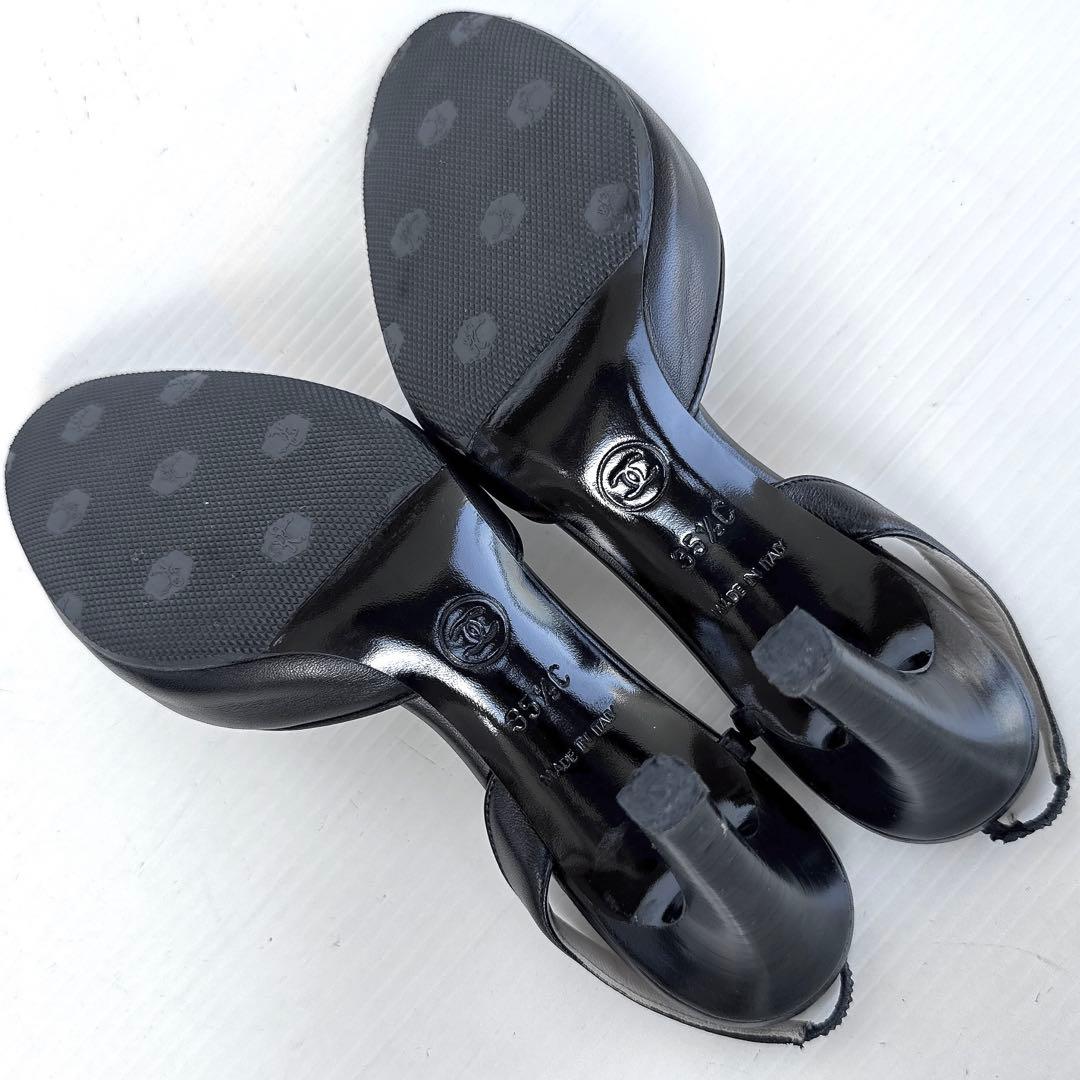 CHANEL シャネル　スリングバック　リボン　ココマーク　パンプス　ハイヒール