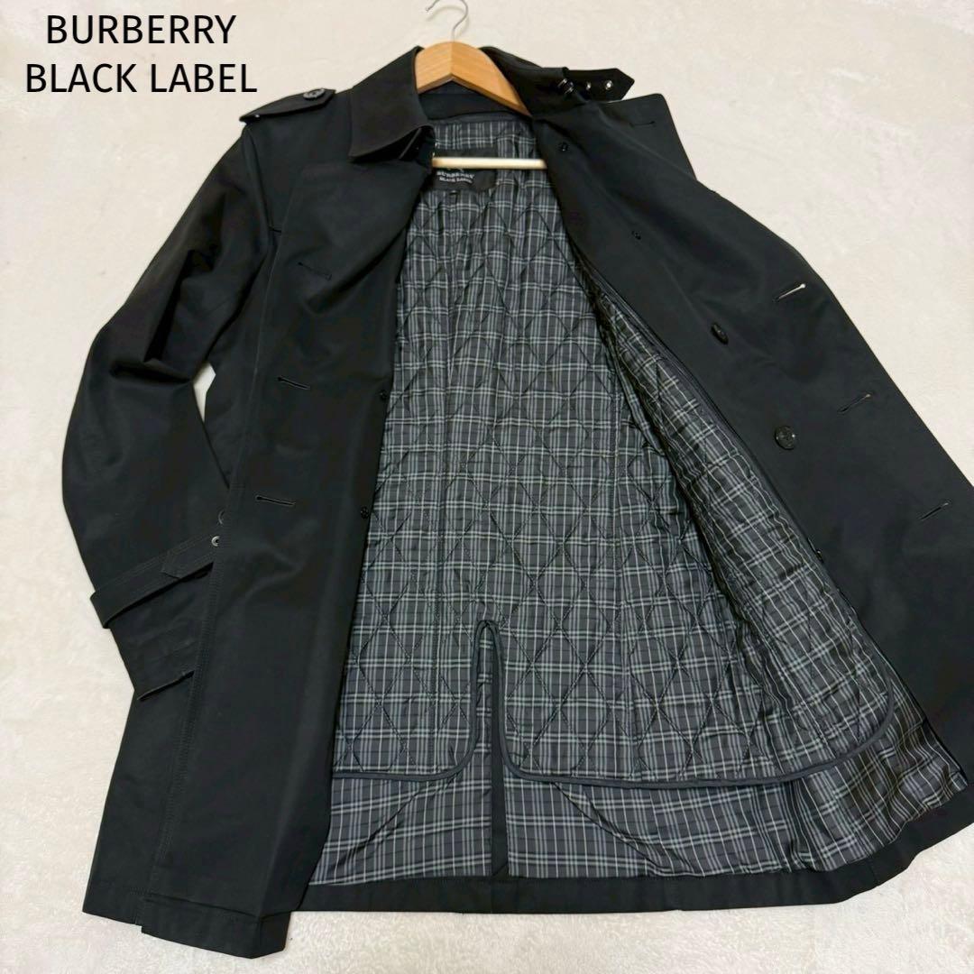 良品✨バーバリーブラックレーベル　トレンチコート　ライナー　ベルト付　チェック