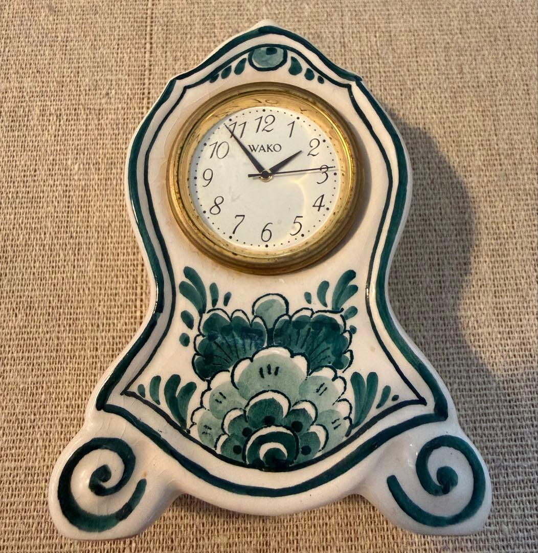 WAKO 和光 オランダ ハンドペイント デルフト焼き ヴィンテージ 置き時計