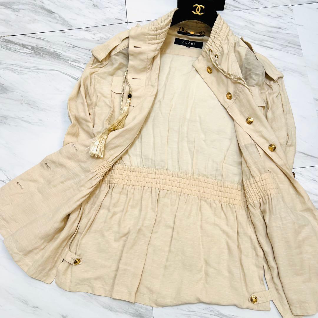 美品 GUCCI ブルゾン ジャケット 金ボタン タッセル リネン M