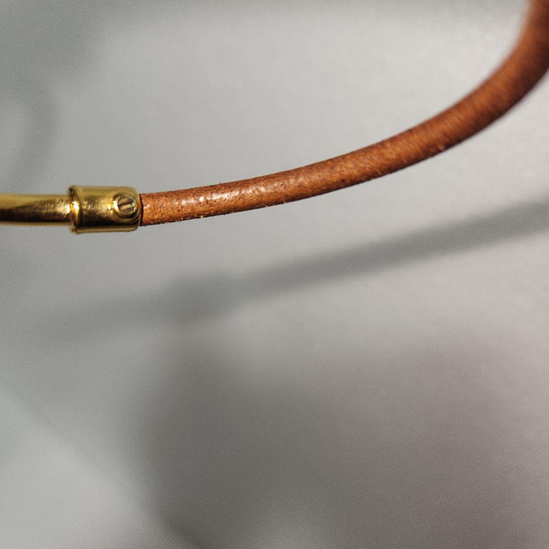 【美品】HERMES ブレスレット ゴールドフック型 ブラウンレザー刻印