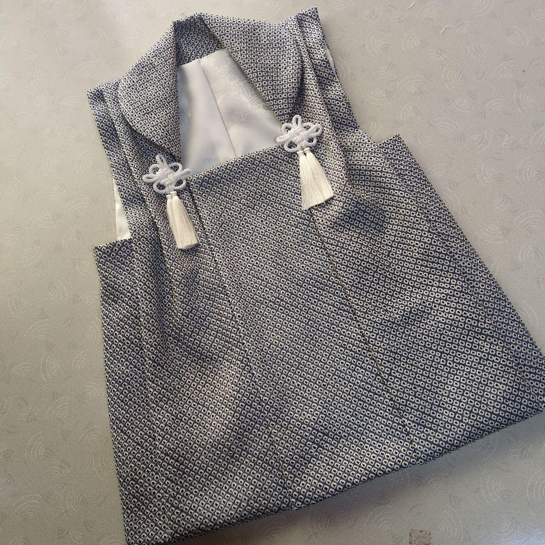 七五三３歳正絹総絞り手縫いの被布（ブルーグレー）中綿無し