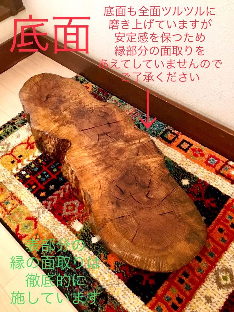 天然楢【神秘的な合体樹＊3本の木が一体化/森と大自然の切り株テーブル】ちゃぶ台