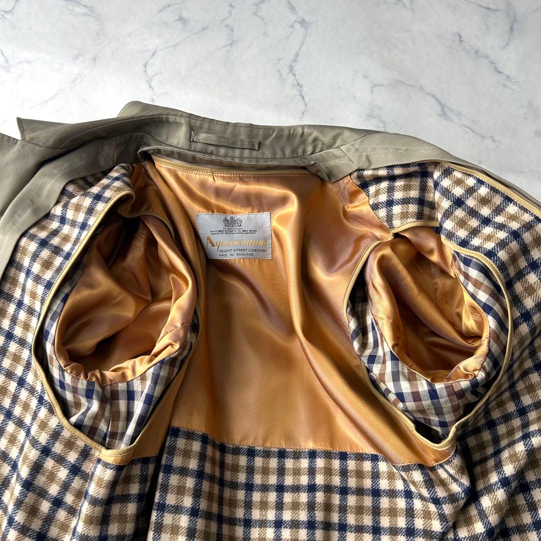 希少✨　アクアスキュータム　ステンカラーコート　英国製　ライナー付き　アクア5