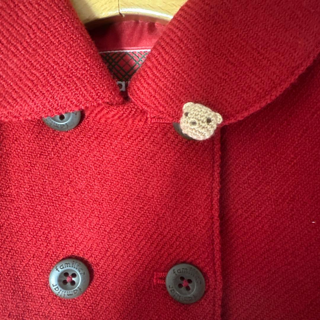 新品 タグ付き familiar コート 赤チェック 女の子 100cm