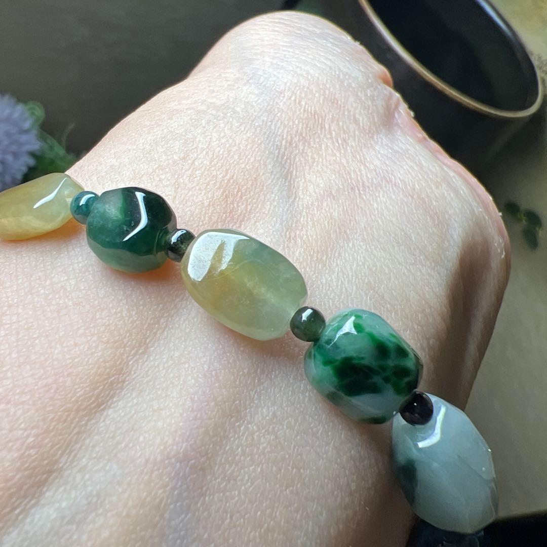 本翡翠、純天然A貨原石ブレスレット