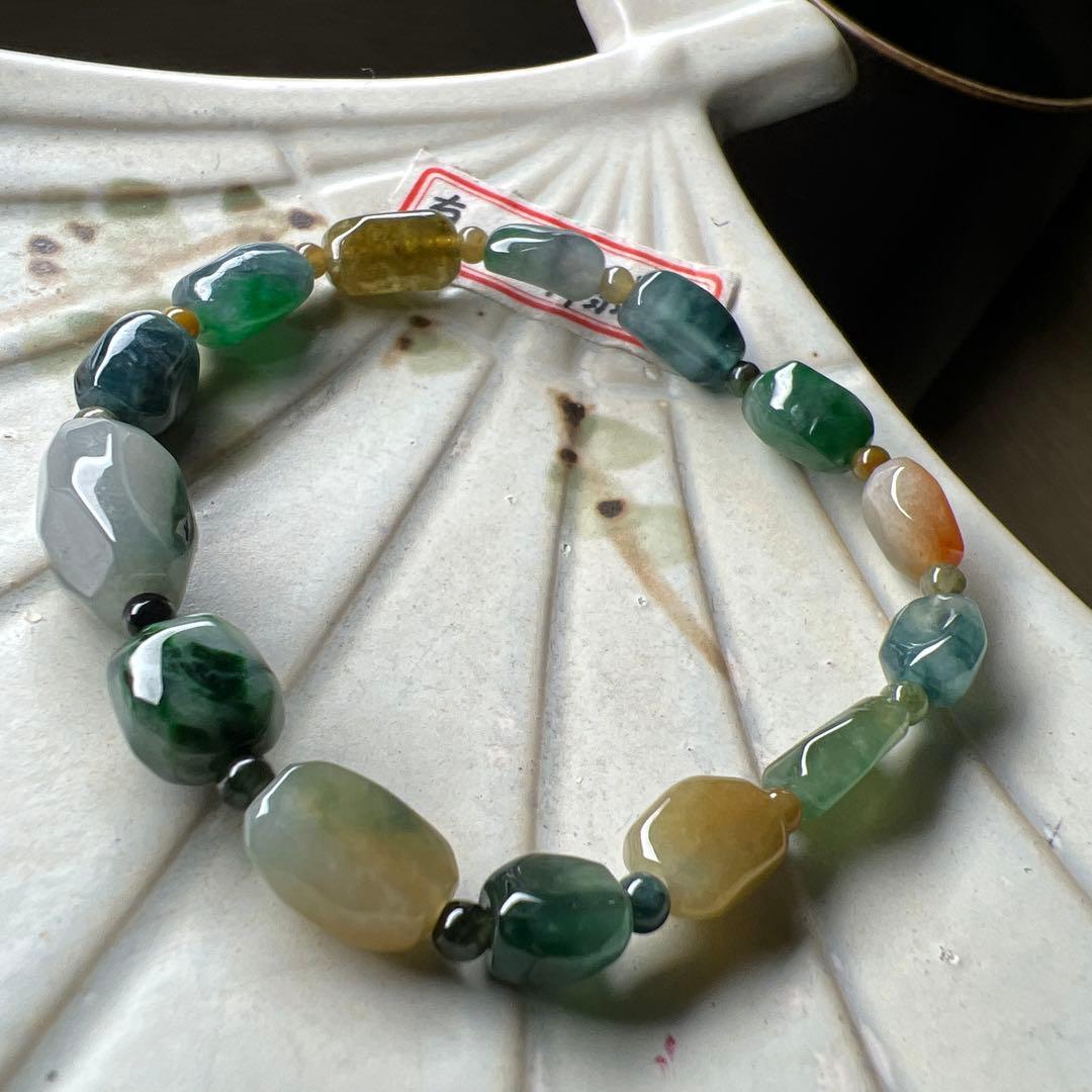 本翡翠、純天然A貨原石ブレスレット