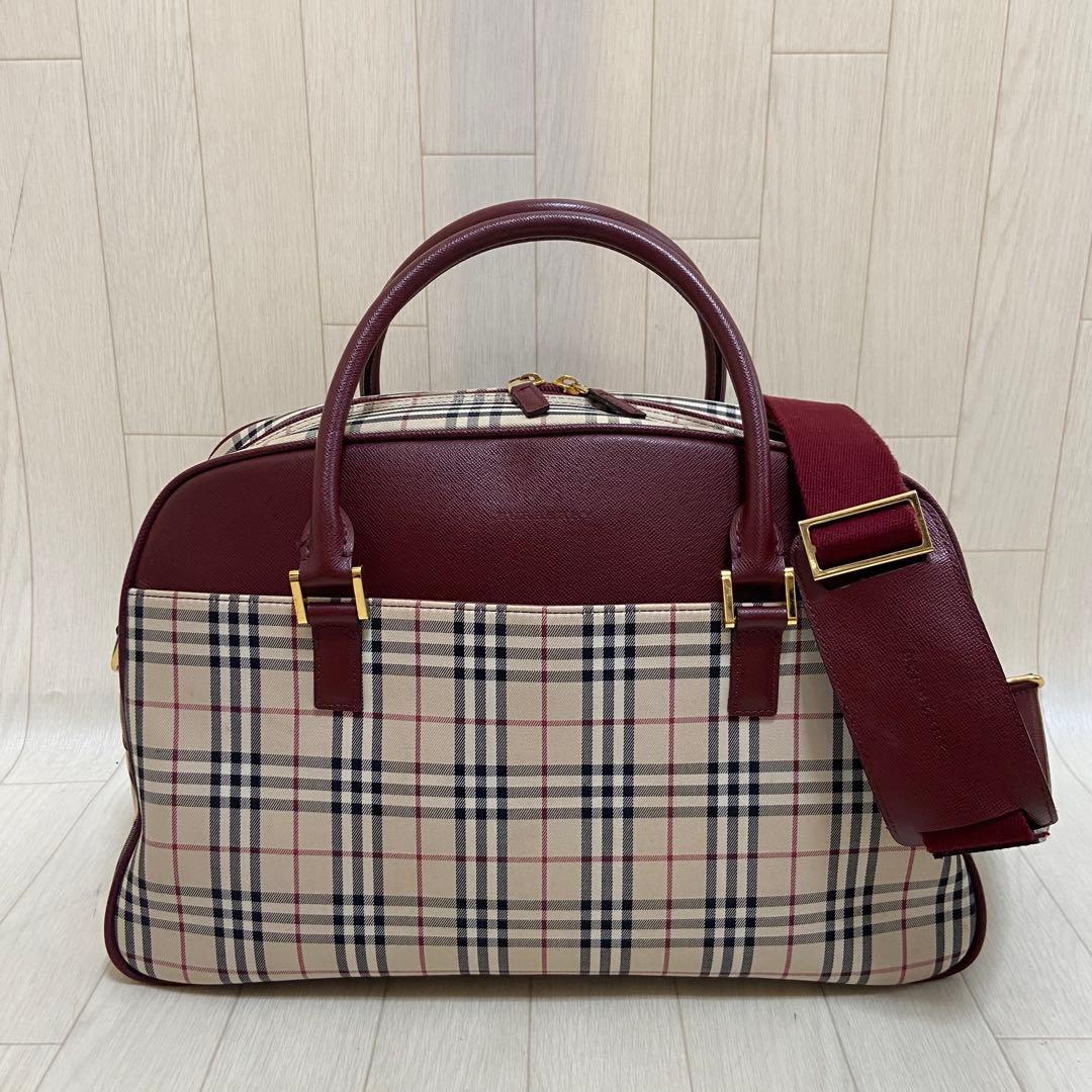 【鑑定済み】BURBERRY バーバリー ボストンバッグ ノバチェック 大容量