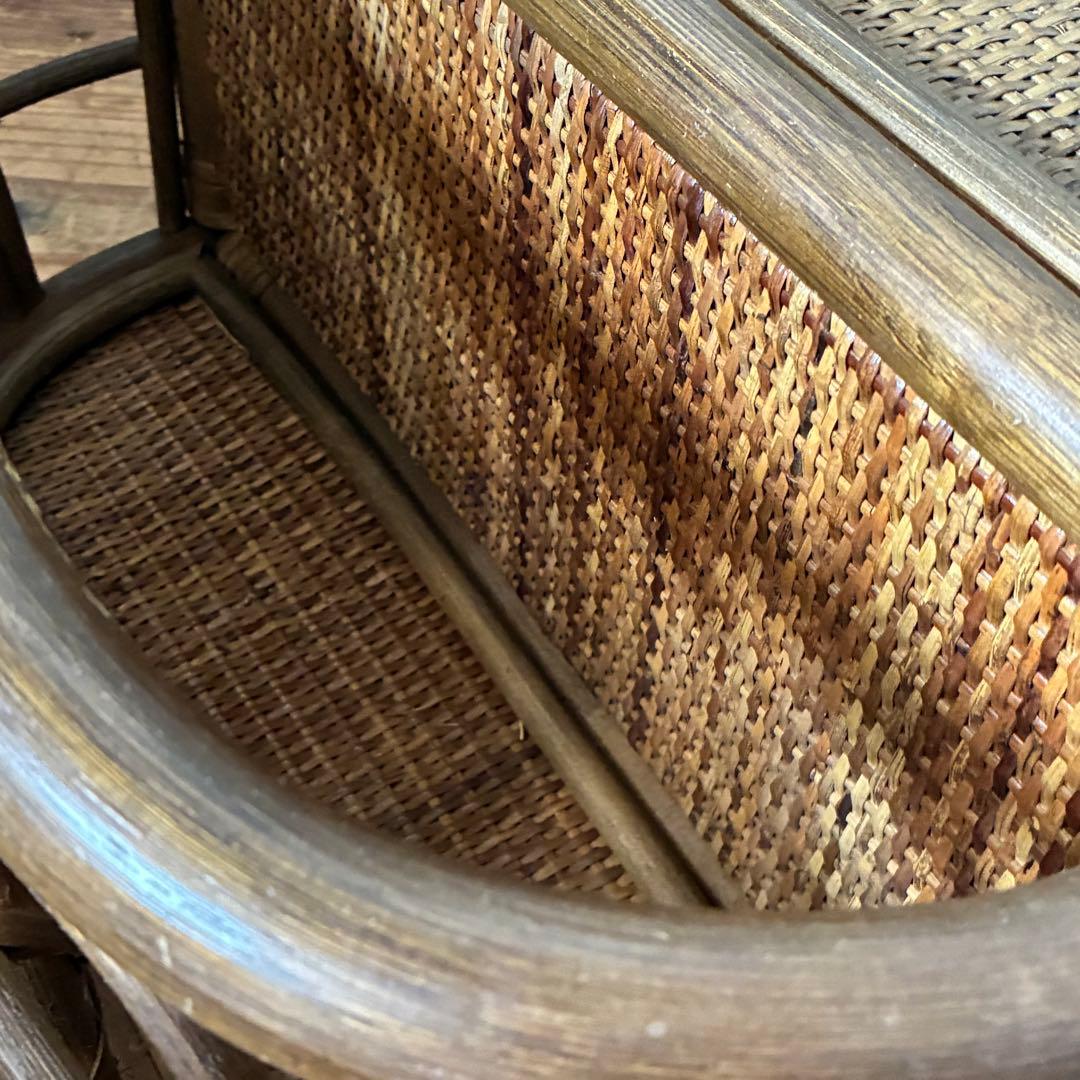 ヴィンテージ ラタン ガラステーブル レトロ