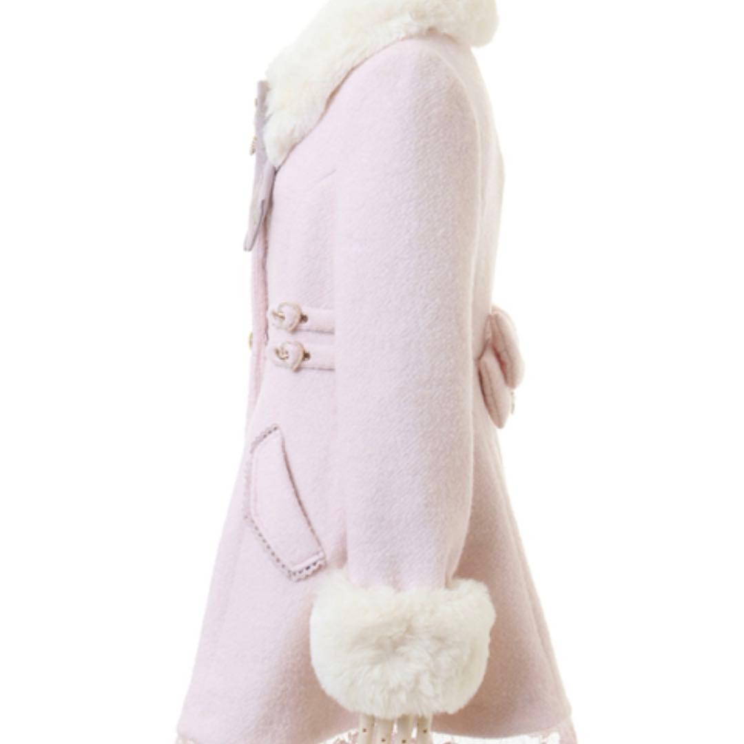 LIZLISA ビジューリボンミニ丈Aラインコート ピンク